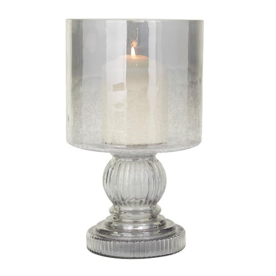 Black Glass Traditional Candle Holder, 10" x 6" x 6"